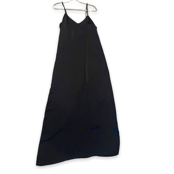 Y2K Slip Dress cowl neck Flowy Spaghetti Strap Black Maxi chic Dress - Picture 8 of 9